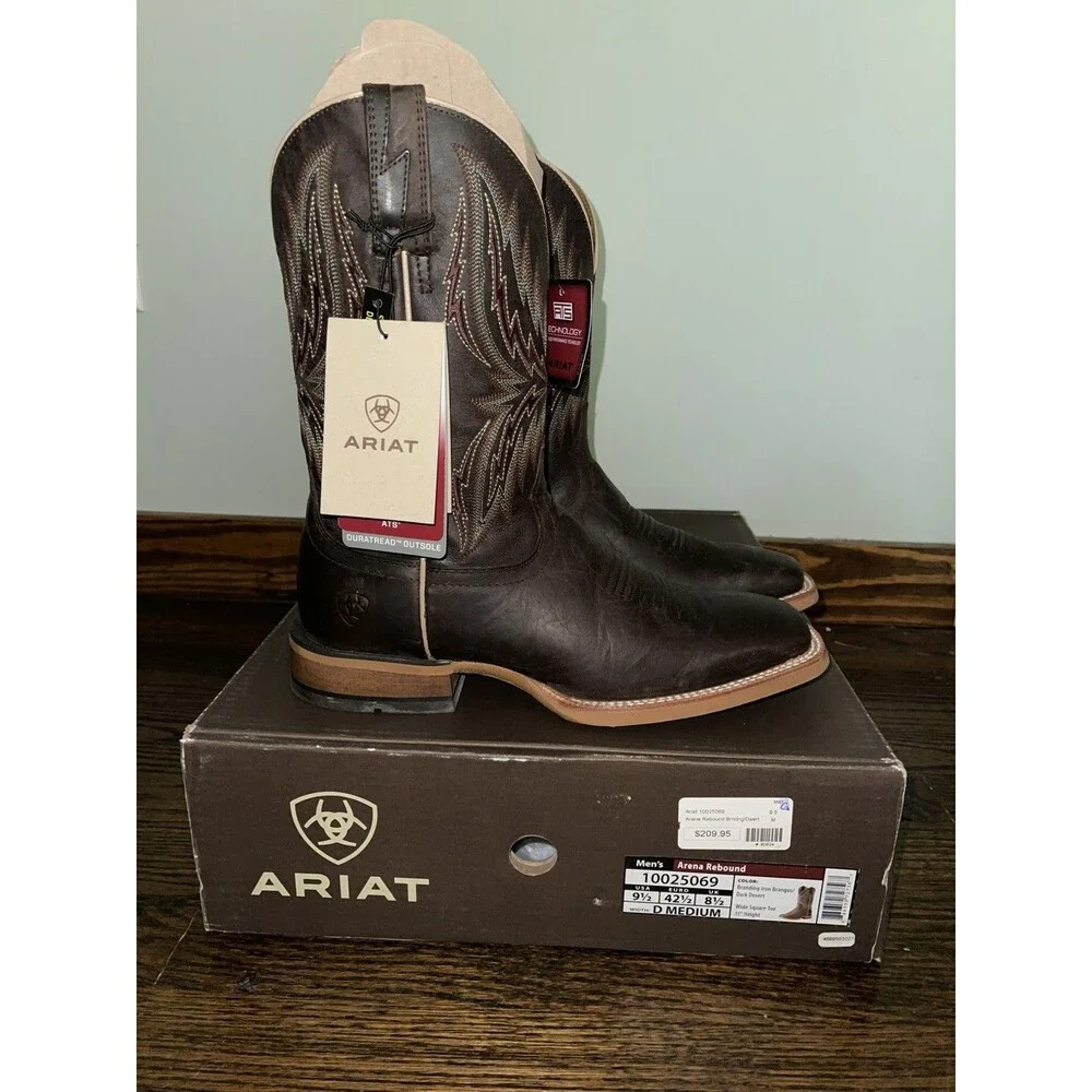 Ariat Men's 9.5 D Arena Rebound Brangus Dark Desert Wide Square Boot Brown